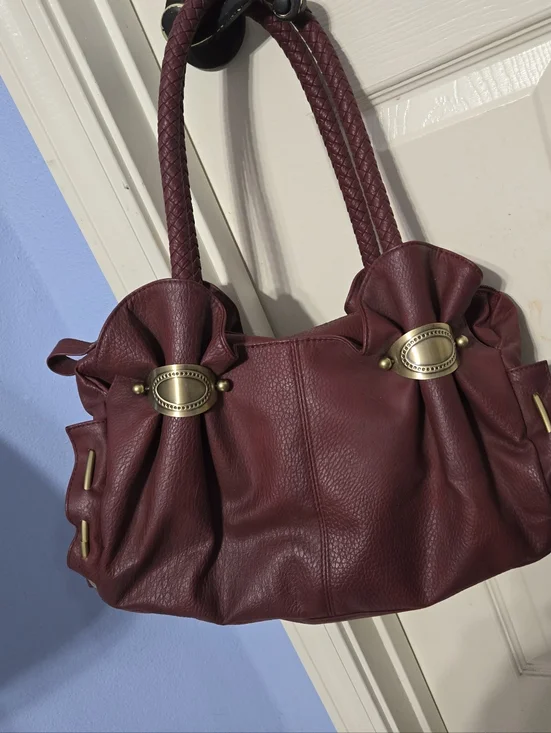 Versona Burgundy Faux Leather Satchel Bag - Picture 4 of 6